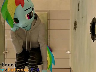 Futanari dans les toilettes