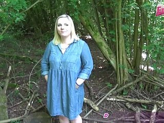 German chubby teen at public pick up for threesome