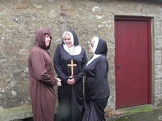 Dirty mature nuns Trisha and Claire Knight have kinky threesome