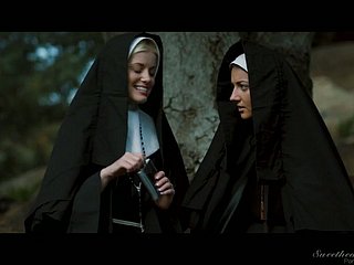 Sinfully beautiful babe Penny Pax is making love with nun outdoor