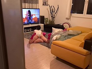Horny stepsister caught heeding porn with an increment of got crimson nearby her mouth