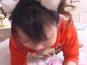 Sweet and cute cavendish Asian teen acquiring hammered