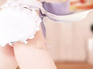 Tsuina-Chan bailando unparalleled whisk broom un delantal sexy (3D HENTAI)