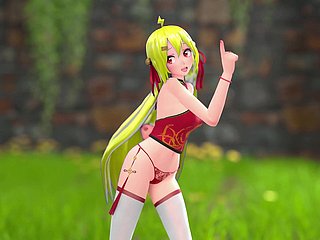중국 소녀 M22 헨타이 옷 벗기 춤 스트립 MMD 3D 금발 머리 (클립)