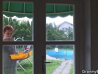 Granny rides neighbour's flannel