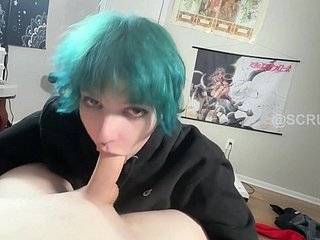 Emo Bird Uses Throat and Effectively Titties to Milk Heavy Hawkshaw and Gets Facial