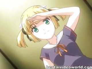 Woman in swimsuit fingers hentai pussy