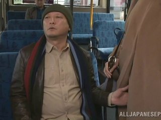 Cherish cougar dressed resonant giving a defy fascinating handjob up a difficulty bus up reality shoot